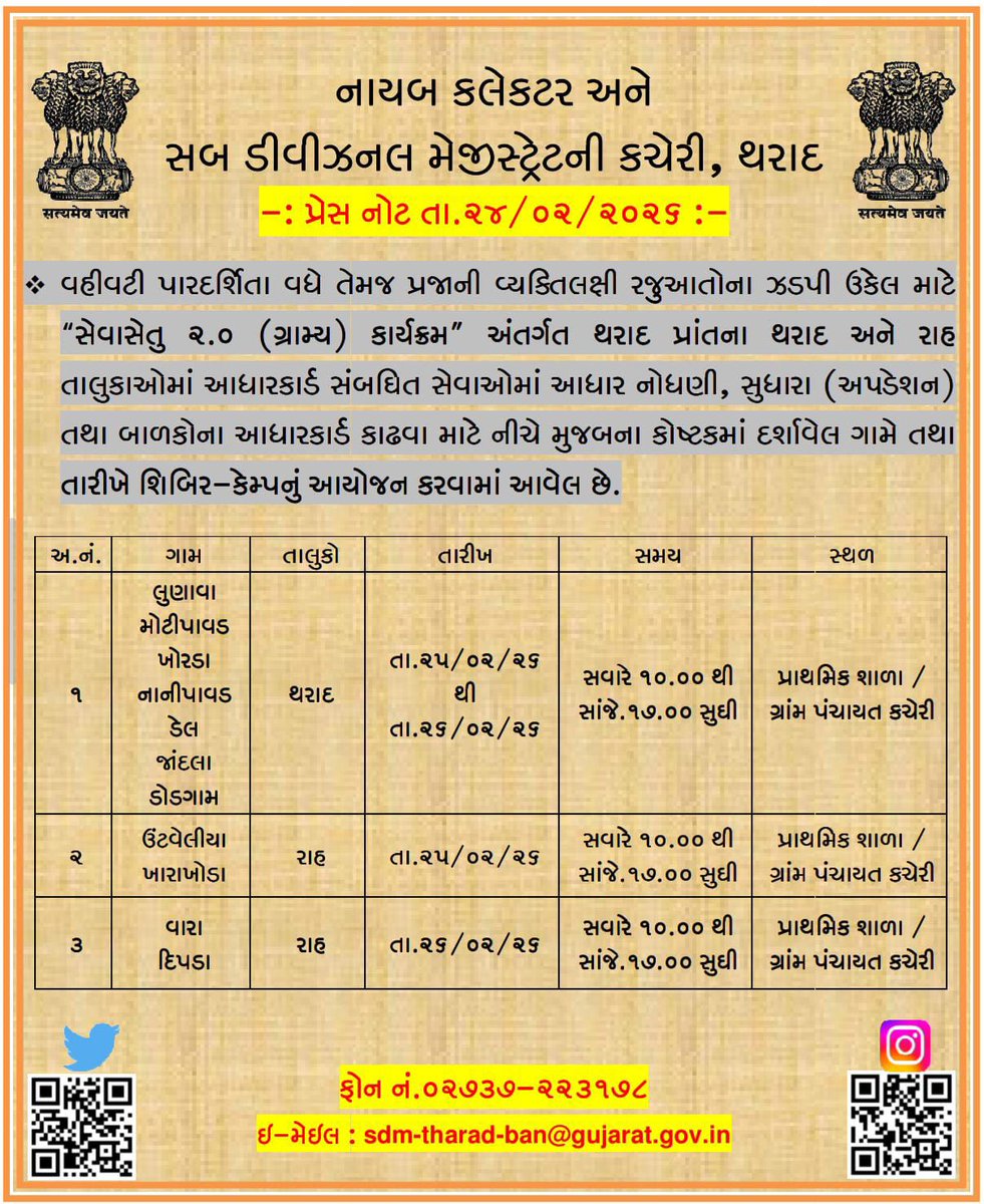 Dy.collector & SDM Tharad tweet media