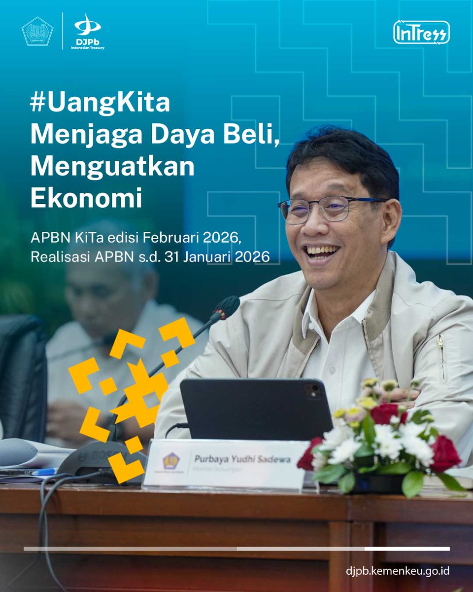 DJPb_Kemenkeu's tweet photo. #UangKita Menjaga Daya Beli, Menguatkan Ekonomi

Di tengah berbagai tantangan, kondisi #APBNKiTa masih tetap solid, sehat, dan adaptif dalam mendukung pertumbuhan ekonomi yang kuat, inklusif, dan berkelanjutan.

#APBN2026 #UangKita #DJPb #IndonesianTreasury https://t.co/ojfnNejCxd