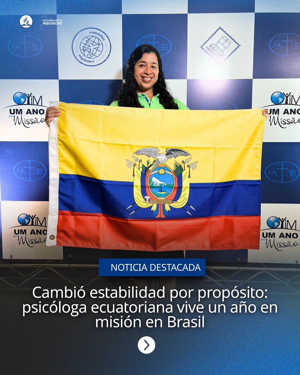 Dejó su estabilidad profesional para responder a un llamado mayor, Eli decidió vivir un año en #misión, poniendo su experiencia como psicóloga al servicio de #Dios y de la comunidad en Brasil.

📷Lee toda la noticia en 7me o ingresando a noticias.adventistas.org/es/ue
