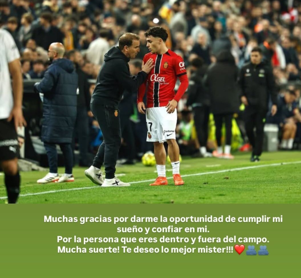 Jan Virgili dedica aquestes paraules a Jagoba:

"Moltes gràcies per donar-me l'oportunitat de complir el meu somni i confiar en mi.Per la persona que ets dins i fora del camp. Molta sort! Et desitjo el millor mister"

L'extrem del <a href="/RCD_Mallorca/">RCD Mallorca</a> es troba avui fora de l'illa