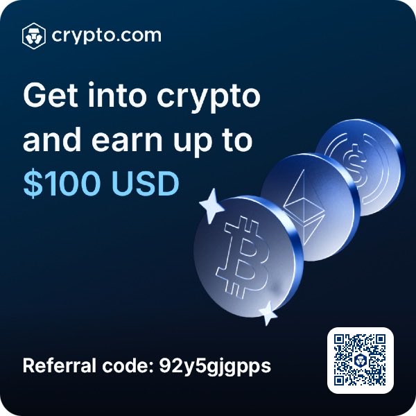 Tap the link below to get up to $100 USD welcome bonus when you start trading on Crypto.com ! 🚀 You can also use my referral code: 92y5gjgpps .
crypto.com/app/92y5gjgpps