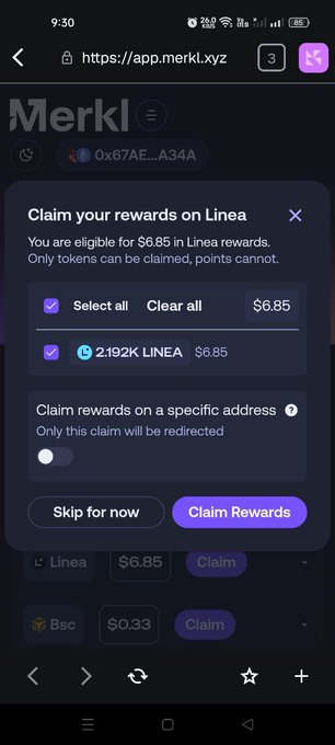 cryptoxcarol's tweet photo. MetaMask Season 1 $LINEA Tokens Rewards🪂🪂
☘️Go: https://t.co/CCxhMvakSX
👉Open link in MetaMask app or Browser
👉Connect your wallet
👉Go to Rewards Page
👉Click Claim & Book ur Profit
Some users are seeing increased token allocations 👀 https://t.co/RtcnkMJSQZ