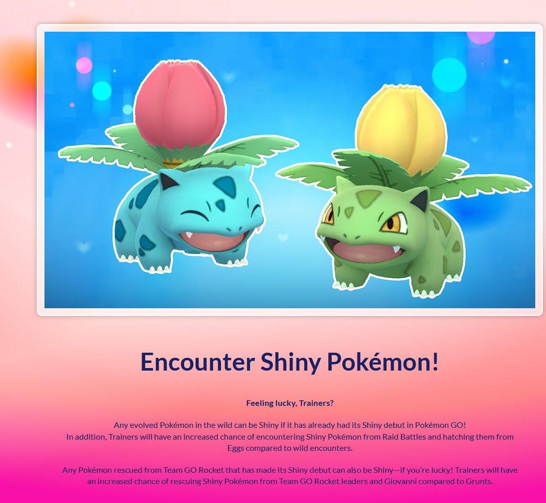 This however is a good change. Since Shiny Pokémon have been in the game, I have always wondered...and never got an answer...as to why they completely locked away the ability for wild evolved Pokémon to be shiny.

This is good, and how it should have been