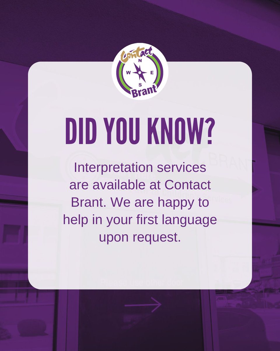 Interpretation services are available at Contact Brant.
⁠We are happy to help in your first language upon request.⁠ 💬
⁠
Contact us at:⁠
📞 519-758-8228, Toll Free: 1-877-613-3422⁠
✉️ information@contactbrant.net

#ContactBrant #brant #brantford