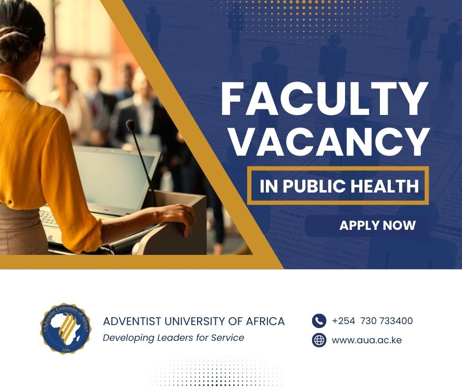 auauniversity's tweet image. Join Adventist University of Africa as a Public Health Professor! Lead research, teach, and serve in a Christ-centered environment. 
Deadline: 16 March 2026.
Apply here 👉 aua.ac.ke/job-vacancies/…

Repost too!

#FacultyOpportunity #ChristianLeadership #AdventistUniversityofAfrica