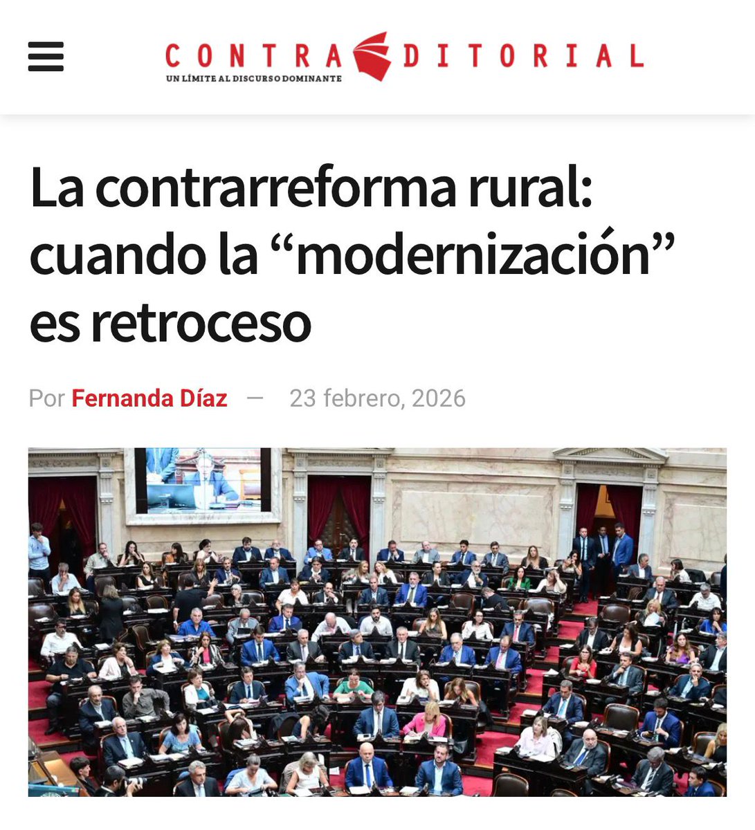 ferdiazfer's tweet photo. — Bajo el discurso de la eficiencia y la libertad, el proyecto de Ley de Milei y sus cómplices desmantela derechos históricos del trabajador rural y consolida un modelo pensado para los grandes propietarios y no para quienes trabajan la tierra. — https://t.co/xgcyX8BuAS