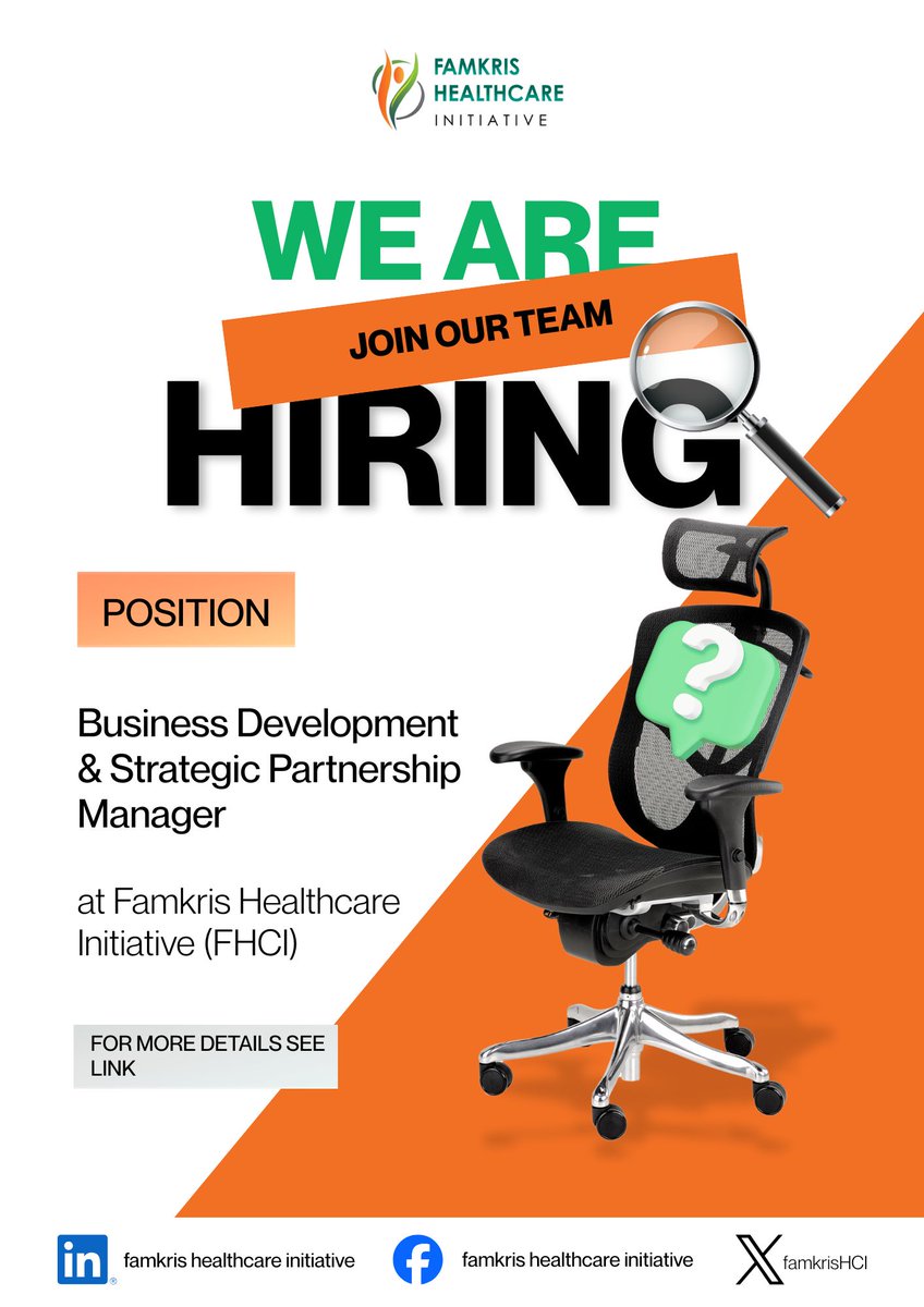 FamkrisHCI's tweet photo. We are currently recruiting for the position of Business Development & Strategic Partnership Manager. Interested and qualified candidates should apply using this link: https://t.co/uz3nWX5a4m
#Feb24 #NMEP #SMEP #Kogi #KogiState #Abuja #FCT Happy New Week https://t.co/MOFAIPCln1