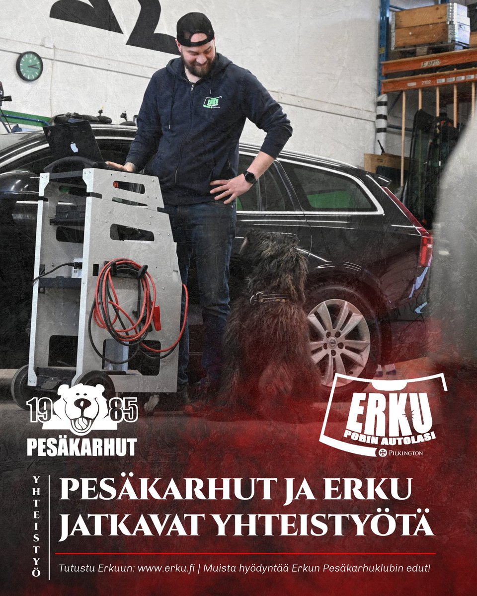 PesakarhutPori's tweet photo. Pesäkarhujen ja pitkäaikaisen tukijan Erku Oy:n yhteinen taival jatkuu kaudella 2026. 🐻🚗 Auton tuulilasien korjaus- ja vaihtopalveluita tarjoava yritys on toiminut Pesäkarhujen kumppanina jo vuodesta 2015 saakka. https://t.co/NlKxBzfLCd #pesäkarhut #pesis #kausi2026 #Erku https://t.co/hHjTV2AJZM