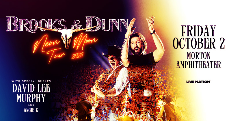 .<a href="/BrooksAndDunn/">Brooks & Dunn</a> are bringing the Neon Moon Tour to Morton Amphitheater on Friday 10/2 w/ <a href="/davidleemurphy/">David Lee Murphy</a> &amp; <a href="/officialangiek/">Angie K</a>!

Presale avail exclusively to Live Nation All Access members. No password required. Join today &amp; access unlocks at 10am on Thursday: livemu.sc/4rJu5Vd