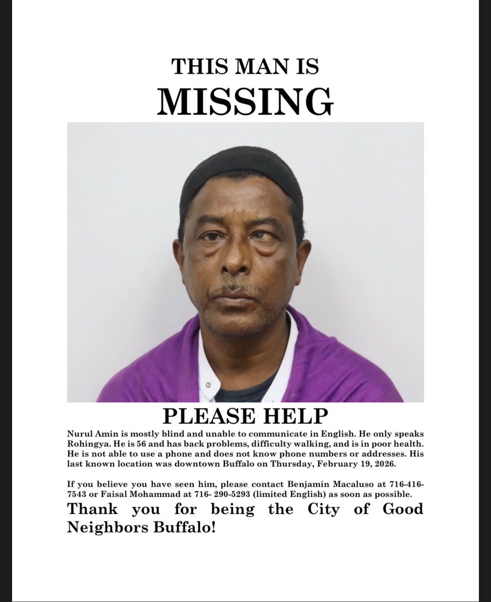 Breaking: A blind Burmese refugee has been missing since Thurs. after Border Patrol agents briefly detained him &amp; then dropped him off at a Tim Hortons.

His family and lawyers weren't notified. They're seeking he public's help in finding Nurul Shah Alam

investigativepost.org/2026/02/24/bli…