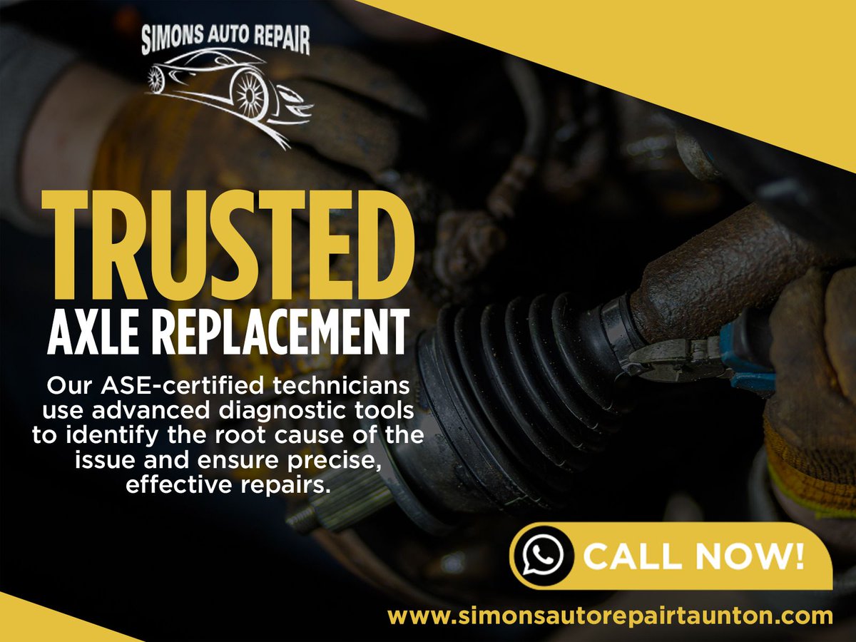 simonautorepair's tweet image. 🚙 Time for an axle replacement? Simon’s Auto Repair in Taunton, MA, offers expert axle replacement services to keep your vehicle running smoothly and safely. Book your appointment today!

🌐 simonsautorepairtaunton.com/services/axle-…

#axlereplacement #autorepairtauntonma #SimonsAutoRepair