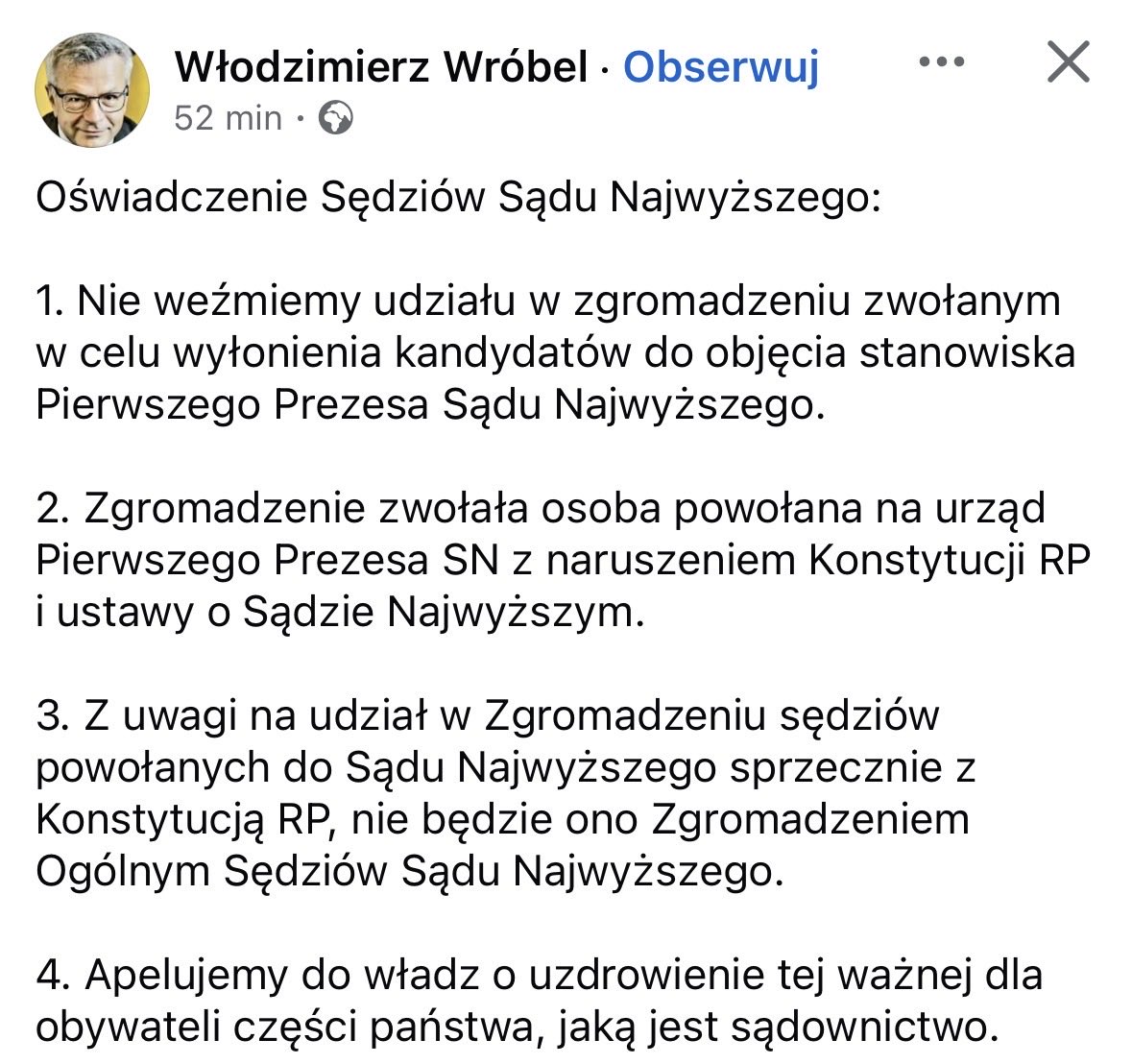 Oświadczenie niektórych sędziów <a href="/SN_RP_/">Sąd Najwyższy</a>, którzy niezwłocznie powinni zostać pozbawieni swych urzędów i korzyści z tego płynących. Nie ma obowiązku bycia sędzią 👇