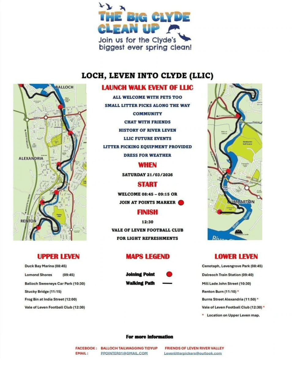 lochlomondshore's tweet photo. Be part of The Big Clyde Clean Up 2026!
The local event for Loch Lomond, River Leven into the River Clyde will take place on the 21st March this year.
Full information and contact details are on the poster if you'd like to be part of this year's event. https://t.co/2t58CRNcyg
