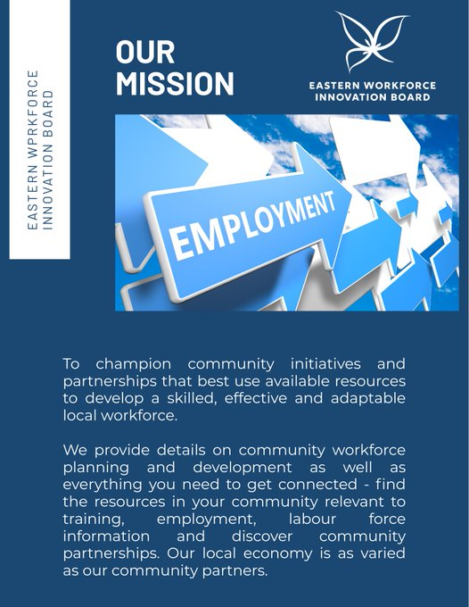 EasternWorkIB's tweet photo. The Mission of the Eastern Workforce Innovation Board #EasternON #workforce #mission https://t.co/GBSoD8dUT7
