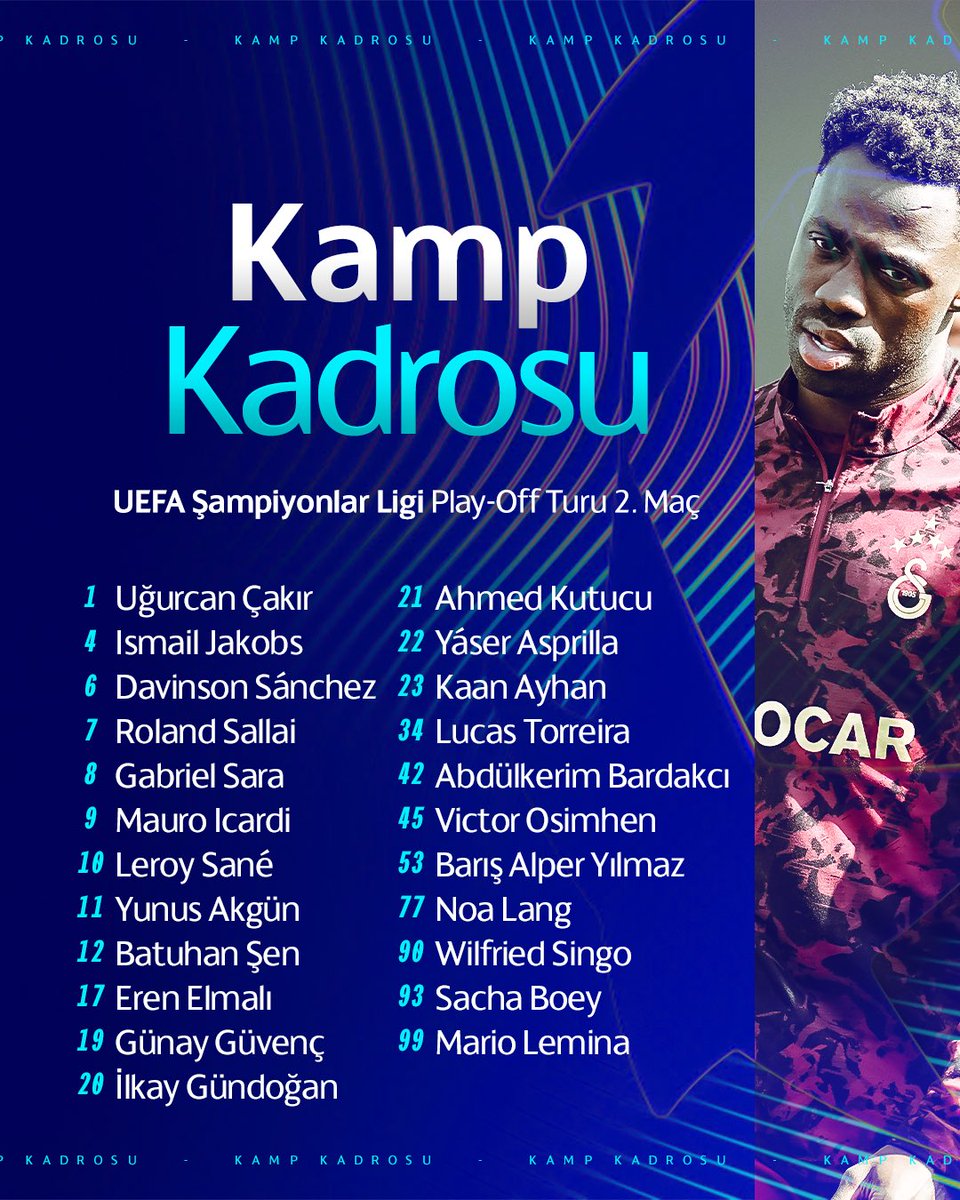 ✈️ Juventus maçı kamp kadromuz. #JUVEvGS #UCL