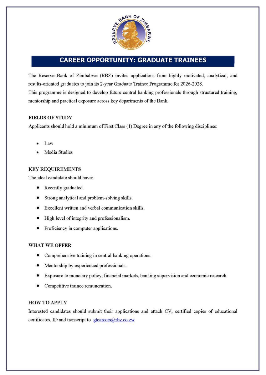 Reserve Bank of Zimbabwe tweet media