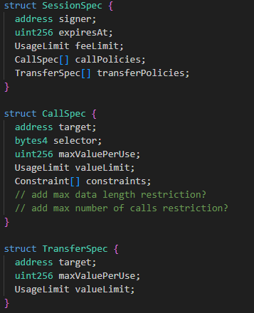 minebuu_'s tweet photo. The @AbstractChain team has just released an MCP server for AI Agents. For now, it seems to only support reading AGW and chain values, but it looks like it may soon be able to generate transactions through AGW as well.

What I find especially interesting is the combination of AI and Smart Wallets. AGW, as a Smart Wallet, supports session functionality, which means I can delegate my AGW to an AI Agent on a per-session basis.

The code below is AGW’s SessionLib contract. If you look at 'SessionSpec', you’ll see things like 'feeLimit' and 'callPolicies'.

What does that mean? Unlike a typical EOA, it means you can configure detailed permissions for an AI Agent, such as allowing it to call only specific contracts, use only certain tokens, or spend only up to a certain amount. So even if I entrust my wallet to an AI Agent, I would not be handing over all of my assets. Instead, I can set much safer and more fine-grained permissions. I’m excited about the future!