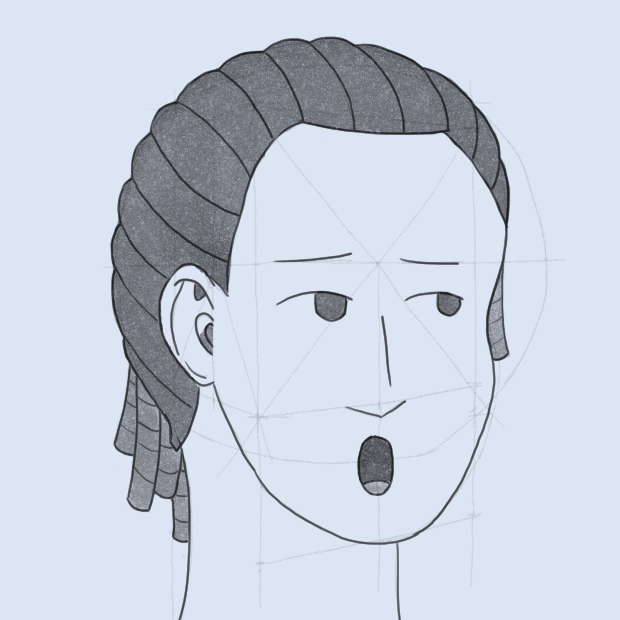 SweetGab_'s tweet photo. Again, face slightly to the left, with hair and a good-looking ear. Are they dreadlocks? Maybe. They served as an element to make the scene less empty. #art #artmoots #digitalart #drawing #learntodrawin30days https://t.co/IV5L5C0UN8
