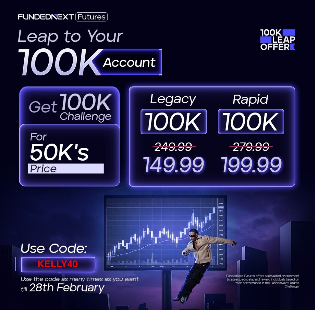 I am giving away a FundedNext 25K Legacy account to 6 of my Followers!  🆓🆓🆓

To be eligible just REPOST this and tag 3 friends or foes!

WINNERS WILL BE SELECTED ON 2/26/26 AND GOOD LUCK ALL 🤞🤞🤞

bit.ly/FundedNextKell…