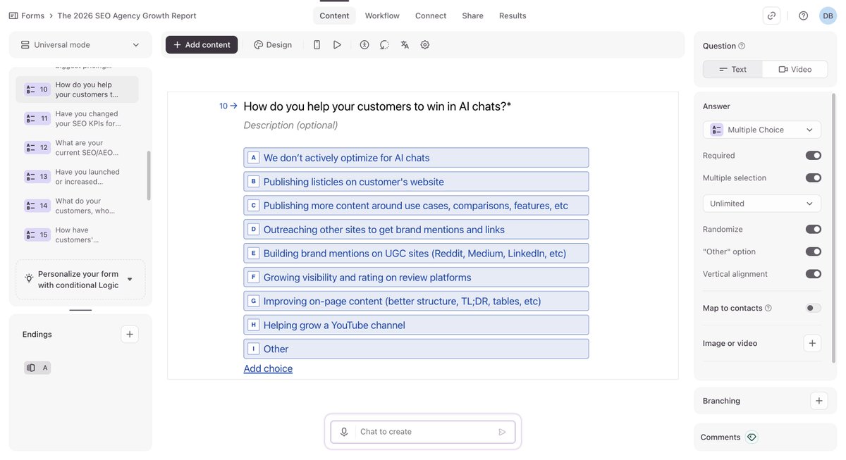I'm launching the 2026 SEO Agency Growth Survey. 

The more responses we collect, the more insights you'll get. Here are the rules:

1/ There are 20 questions. 18 questions with predefined answers and 2 open questions (non-required). 5 min to fill.

2/ There is no requirement to