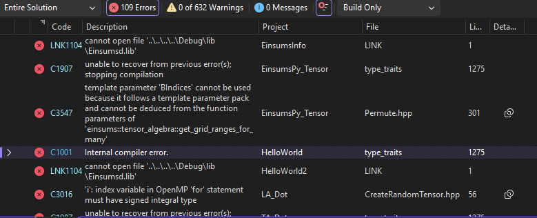 nohrian_noble's tweet photo. how does going from VS 2022 to 2026 cause multiple internal compiler errors and one in HelloWorld 😭 https://t.co/YsPWuaSShH