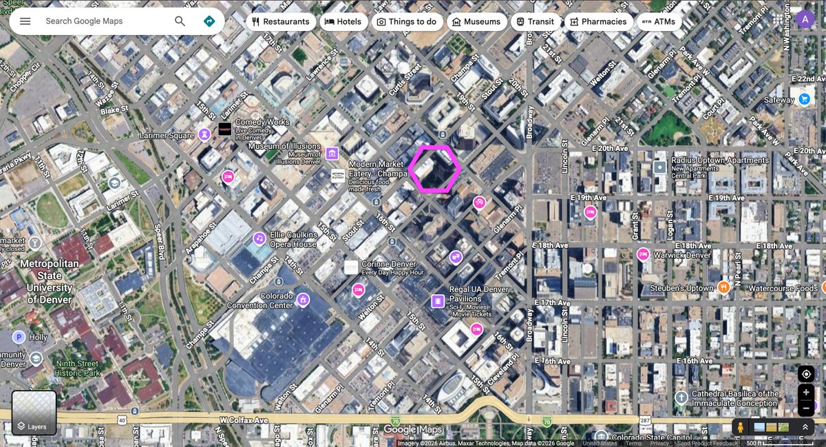 BuildUpDenver's tweet photo. PROPOSED
17th, 18th, California &amp; Welton Sts, #Denver 80202
2 existing office towers on 1 downtown block would be converted to residential use, with a yet-unknown yield on bedrooms and 712 homes total. Ground-floor retail and existing parking structure would be retained. https://t.co/XaNsa8amRU