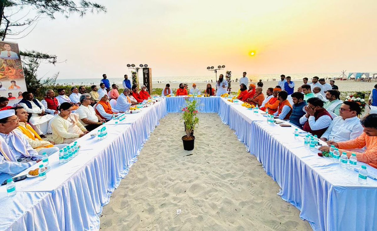 ISpiritualFest's tweet photo. In the divine presence of Padma Shri Sadguru Brahmeshanand Acharya and revered saints from across the globe, the Sant Sammelan at the Goa Spiritual Festival 2026 illuminated the sacred shores of Goa. The true identity of Goa is shining forth — and in the times to come, Goa’s beaches will be known for this sacred spiritual gathering.

The august assembly witnessed profound deliberations on national welfare, global harmony, spirituality, and the strength of Sanatan Dharma — a powerful confluence of wisdom and purpose dedicated to the upliftment of society and the nation.