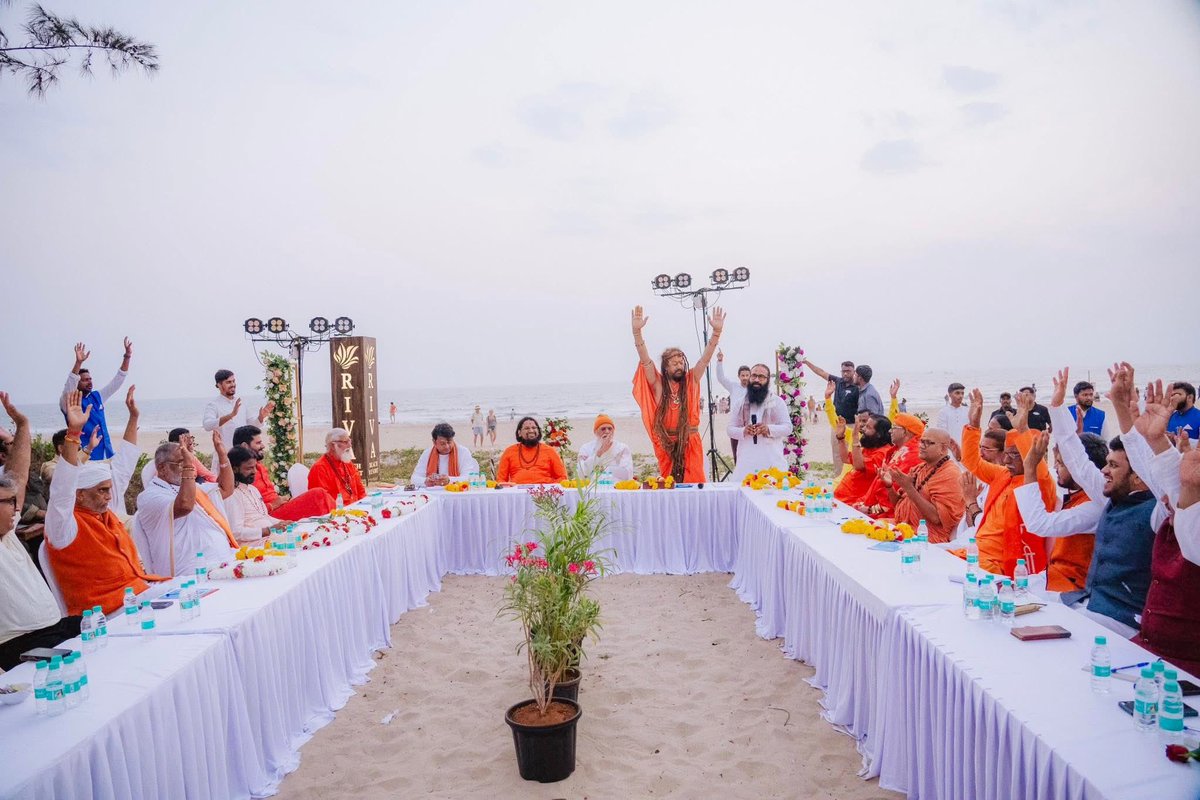 ISpiritualFest's tweet photo. In the divine presence of Padma Shri Sadguru Brahmeshanand Acharya and revered saints from across the globe, the Sant Sammelan at the Goa Spiritual Festival 2026 illuminated the sacred shores of Goa. The true identity of Goa is shining forth — and in the times to come, Goa’s beaches will be known for this sacred spiritual gathering.

The august assembly witnessed profound deliberations on national welfare, global harmony, spirituality, and the strength of Sanatan Dharma — a powerful confluence of wisdom and purpose dedicated to the upliftment of society and the nation.