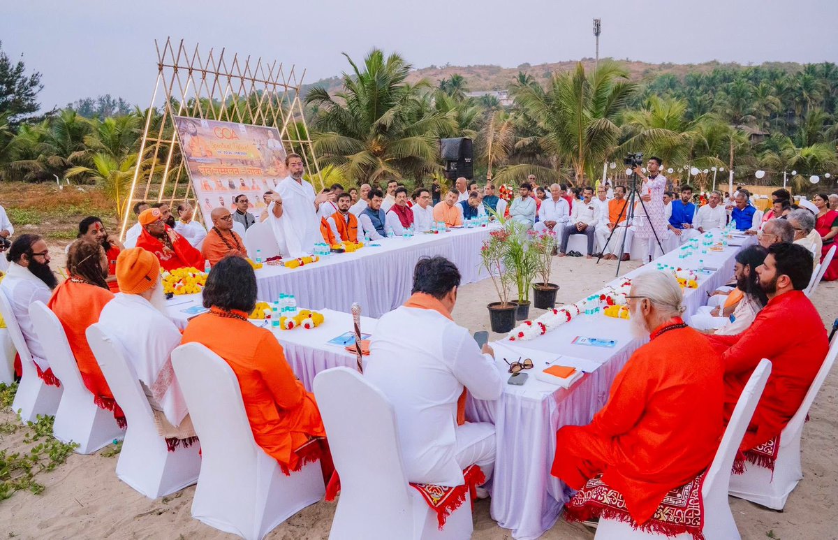 ISpiritualFest's tweet photo. In the divine presence of Padma Shri Sadguru Brahmeshanand Acharya and revered saints from across the globe, the Sant Sammelan at the Goa Spiritual Festival 2026 illuminated the sacred shores of Goa. The true identity of Goa is shining forth — and in the times to come, Goa’s beaches will be known for this sacred spiritual gathering.

The august assembly witnessed profound deliberations on national welfare, global harmony, spirituality, and the strength of Sanatan Dharma — a powerful confluence of wisdom and purpose dedicated to the upliftment of society and the nation.