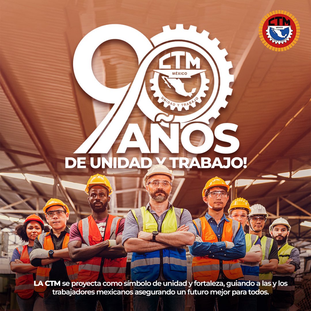 Celebrar los 90 años de la <a href="/CTM_MX/">CTM Nacional</a> es también celebrar los valores con los que crecí: esfuerzo, compromiso y solidaridad. Hoy reafirmo con orgullo que pertenezco a esta gran familia cetemista. ❤️🤝

¡90 Años de Unidad y Trabajo!