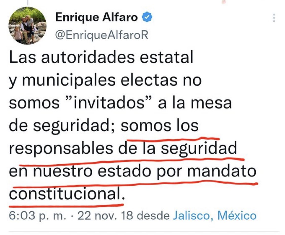 Para aquellos “analistas” de la derecha que buscan culpar al Gobierno Federal: si la seguridad en Jalisco es responsabilidad constitucional del estado, entonces también lo es el abandono que hoy padecemos.

Afortunadamente el gobierno federal si está trabajando por Jalisco