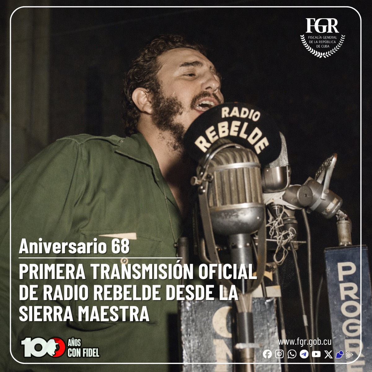 🇨🇺 | La voz de la Sierra Maestra, la emisora de la #Revolución 📻 fundada por #Fidel y el #Che celebra hoy su 68 cumpleaños. 

🤝 | Gracias por permitirnos, desde su gigante informativo, contribuir a elevar la cultura jurídica de los ciudadanos.

🎙️ ¡¡¡Aquí Radio Rebelde!!!