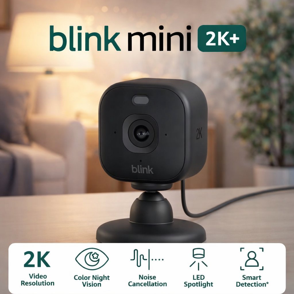 Hometechsupply's tweet photo. 📸Meet the Blink Mini 2K+ (Newest Model) – a powerful plug-in home security camera 
designed for clear monitoring day and night.
✨ 2K Video Resolution
🌙 Color Night Vision
🎙 Enhanced Audio
🚨 Smart Motion Detection
📹 Includes 2 Cameras (Black)
https://t.co/LL3CEy5MjY https://t.co/f8miEGgmp8