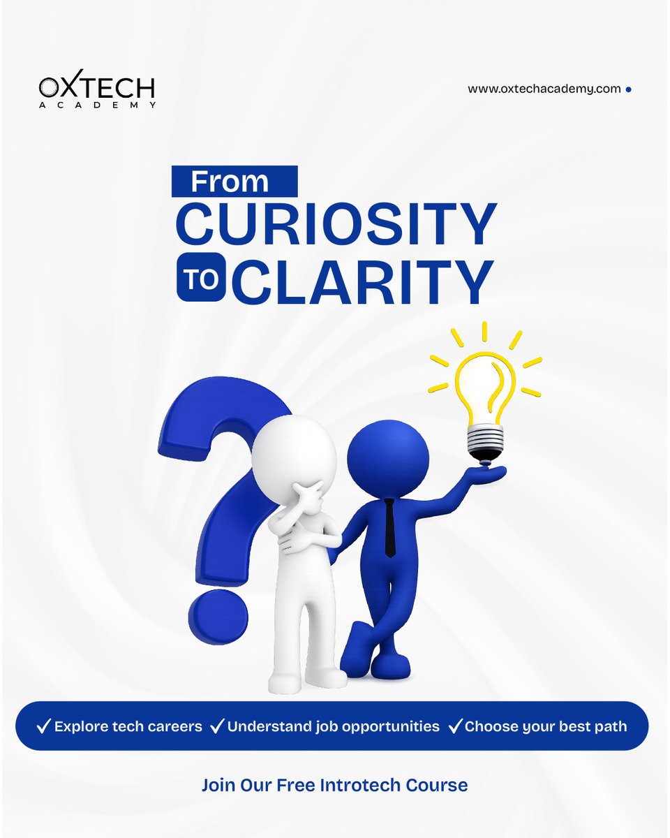OxtechAcademy's tweet photo. Introtech allows you to explore different career paths, understand the opportunities out there, and choose a direction that actually makes sense for you.

Sign up today. It's 100% FREE!
#learntech #tech #introtech https://t.co/UGtInF88Ea