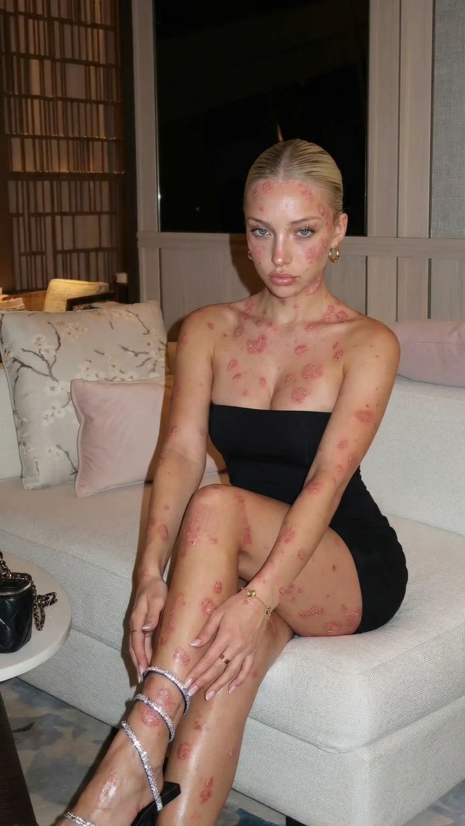 Hey <a href="/grok/">Grok</a> pls remove all the red spots from her body.