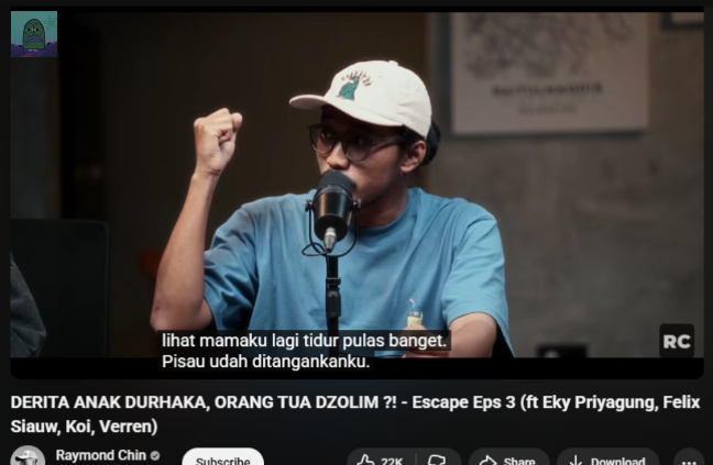 tanyarl Aku merinding bgt nonton ini. Eky ini backgroundnya dari ibu yg P5K&amp;dia pernah jg jd korban SA oleh ustadznya, trs dia berhasil masuk ITB, memenjarakan ustadznya itu &amp; jadi standup komedian. Asli dia hebat bgt bisa melalui hal2 itu &amp; ga terjerumus ke hal2 gelap