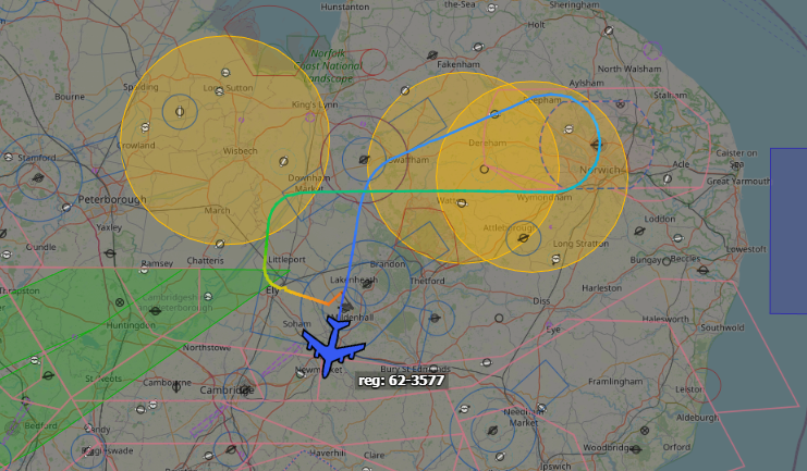 Andyyyyrrrr's tweet photo. 14:25 ROMA 14 USAF KC-135/R Stratotanker (62-3577)
+ TREND 64 flt x3 USAF F-22 Raptor's
Departed from RAF Mildenhall and Lakenheath Southbound for a tow to the Middle east on TDY.
#ROMA14 Wkg Swanwick mil 275.620 / Boom Freq with #TREND64 flt 283.050 https://t.co/GPtXSefKeF