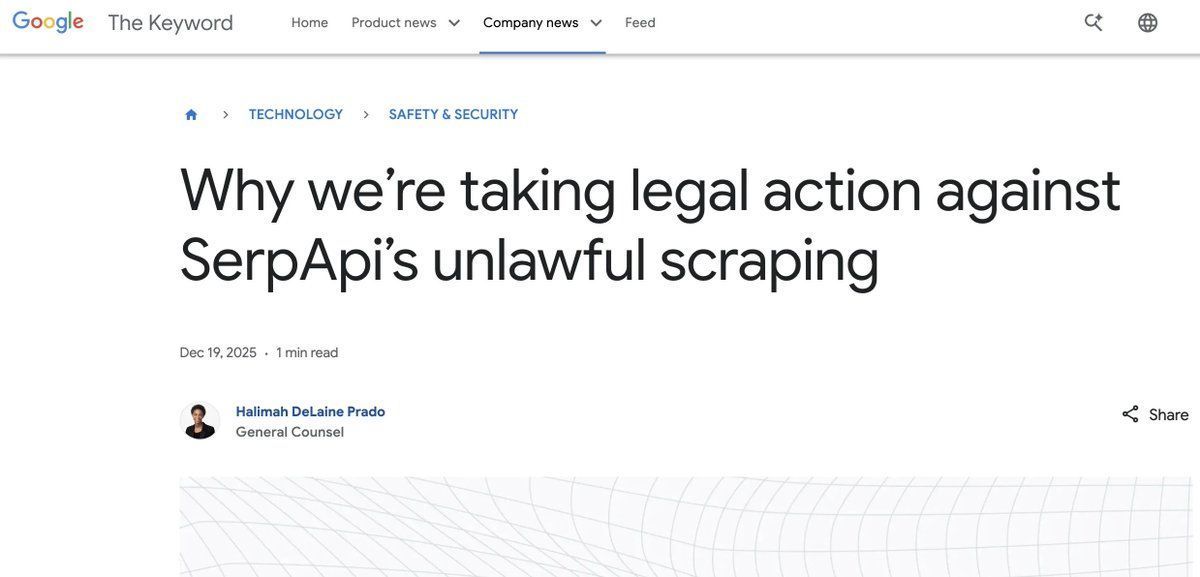 alexgroberman's tweet photo. Google just filed a huge lawsuit.

In doing so they accidentally exposed how ChatGPT and all of AI search actually works.

They also quietly revealed how SEO Stuff has been getting customers traffic and sales from Google and ChatGPT over the past 12 months.

https://t.co/zvZUfkYWT4

I'll start at the beginning.

If you missed it, a few weeks ago Google sued SerpApi, accusing it of bypassing security controls to scrape and resell Google Search results at scale.

That alone is a big deal.

There have been a lot of seemingly credible reports that OpenAI previously used SerpApi pipelines to access Google Search results for real-time answers inside ChatGPT.

This is all really important as businesses and service providers plan for 2026, because it is a reminder that AI search systems didn’t magically replace search.

This latest move by Google confirms it.

Even the most advanced LLMs still need:

Fresh information

Ranked sources

Crawlable, extractable content

Trusted third-party validation

Google’s index is still the strongest dataset on the internet.

If Google locks down access to that data, everything downstream changes, including how AI systems decide:

What to mention

What to cite

What to trust

This lawsuit is about control of the retrieval layer.

As things presently stand, AI answers are built from:

Search results

Comparison pages

Lists

Reviews

Structured landing pages

Your visibility inside ChatGPT, Gemini and AI Overviews still very much depends on a lot of classic SEO fundamentals.

And if scraped intermediaries become less reliable or legally risky, AI systems will lean even harder on:

First-party authoritative content

Clean entity definitions

Trusted domains

Structured information they can safely extract

This is exactly why SEO Stuff was built the way it was.

Not to “hack AI” or anything like it.

Not to chase LLM.txt type viral rumors.

Not to sell AI search stuff as a separate product.

SEO Stuff was designed piece by piece to make brands undeniable sources across both traditional and AI search.

For example, the SEO Stuff Gold Plan:

https://t.co/yEFyM0Ze7W

It focuses on:

Commercial and informational content AI systems consistently cite

Question-based H2s with direct, extractable answers

TLDR summaries and clean structure

Real DR50+ PR backlinks that reinforce trust signals

When AI systems need ranked, trusted sources, this is the content format they pull from.

Also, the Premium Content Bundle:

https://t.co/4CAnUt07PO

It builds:

Category-level coverage

Deep topical authority

Internal linking that maps your entire market

Content structured the way LLMs actually consume it

Think of it as creating a private training dataset for your brand, without relying on scraped shortcuts.

And then the Premium Backlink Bundle:

https://t.co/Z9m9D7TjES

Because authority still matters.

Even AI systems need confidence.

Backlinks from real, trusted sites tell both Google and AI engines:

“This source isn’t disposable.”

And in a world where Google is actively pushing back against scraping, that trust gap will only widen.

This lawsuit confirms something fairly important:

AI search has made good SEO non-negotiable.

If AI can’t safely scrape its way to answers, it will default to:

Structured content

Known entities

Trusted domains

If your brand isn’t one of those, you don’t get mentioned.

Not because you ranked number eight instead of number three, but because you weren’t clear, trusted, or extractable enough to begin with.

SEO Stuff (https://t.co/eh1auroJF7) is built for how search works heading into 2026.

For the layer of the web AI systems actually learn from.

If you want some of the “unconfirmed” cheat codes we have been using to get customers traffic from Google and ChatGPT over the last few months, just RT this, follow me, and reply with “Google AI cheat codes” and I’ll DM you.

You must do all three for the DM.