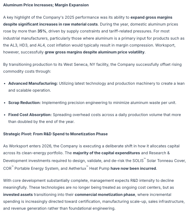 og_tigress's tweet image. $WKSP #advertisement

WKSP reported a breakout Q4 for 2025 with revenues up 65% YoY and gross profit up 380%. Full year revenue growth was over 91%.

"Our Q4 results demonstrate that our U.S. manufacturing engine is not just operational, but highly resilient," said Steven Rossi,