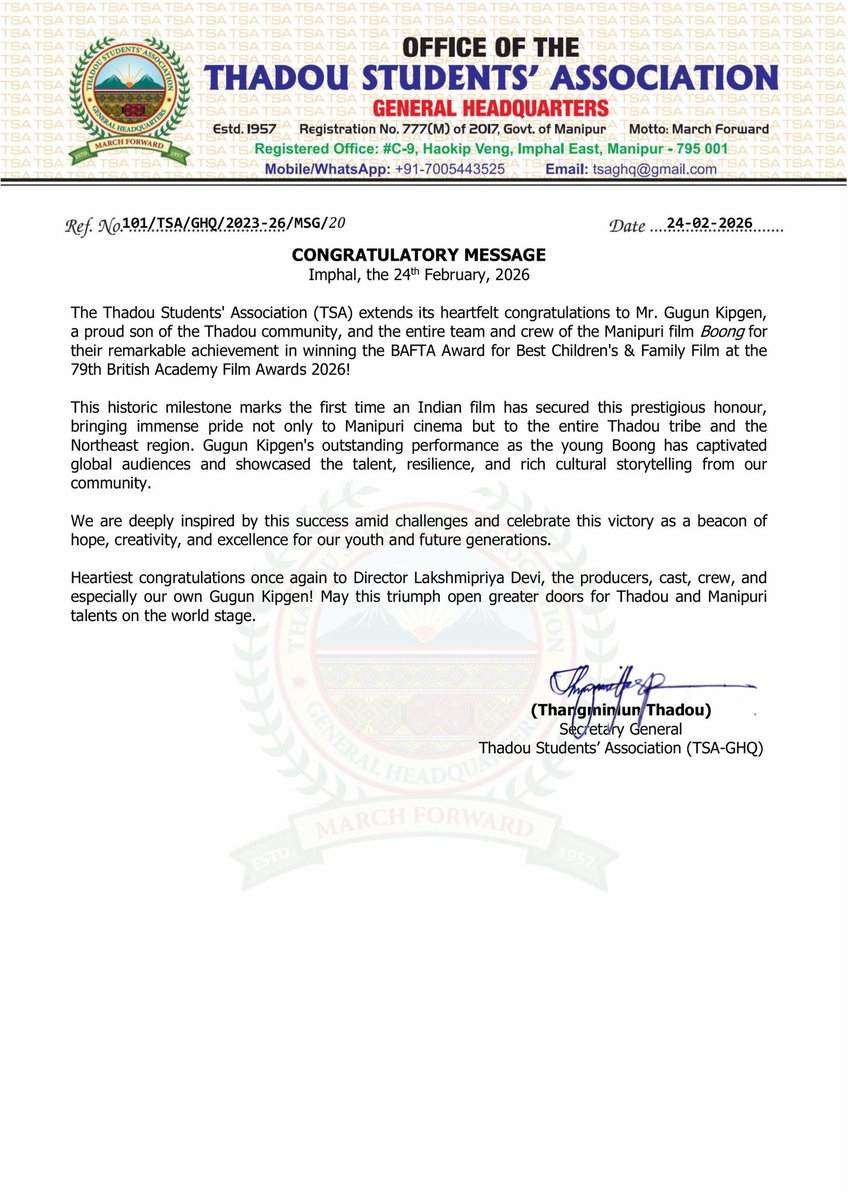 Thadou Students' Association tweet media