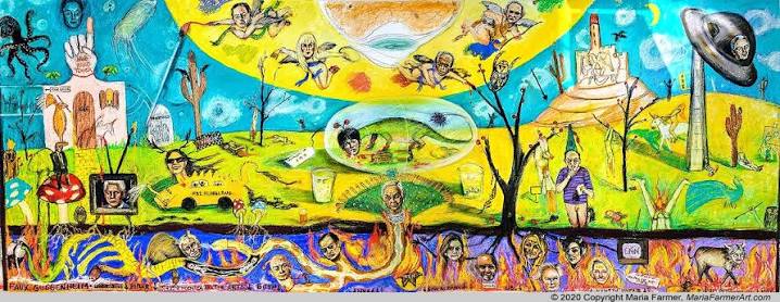 This isn't just another meme.
It's Maria Farmer's 2020 painting exposing the elites – Epstein in a UFO, Maxwell as a bloodthirsty lizard, Dershowitz shushing victims, the whole dark lore dropped in surreal art.  

The first Epstein victim painted the truth → now it's tokenized