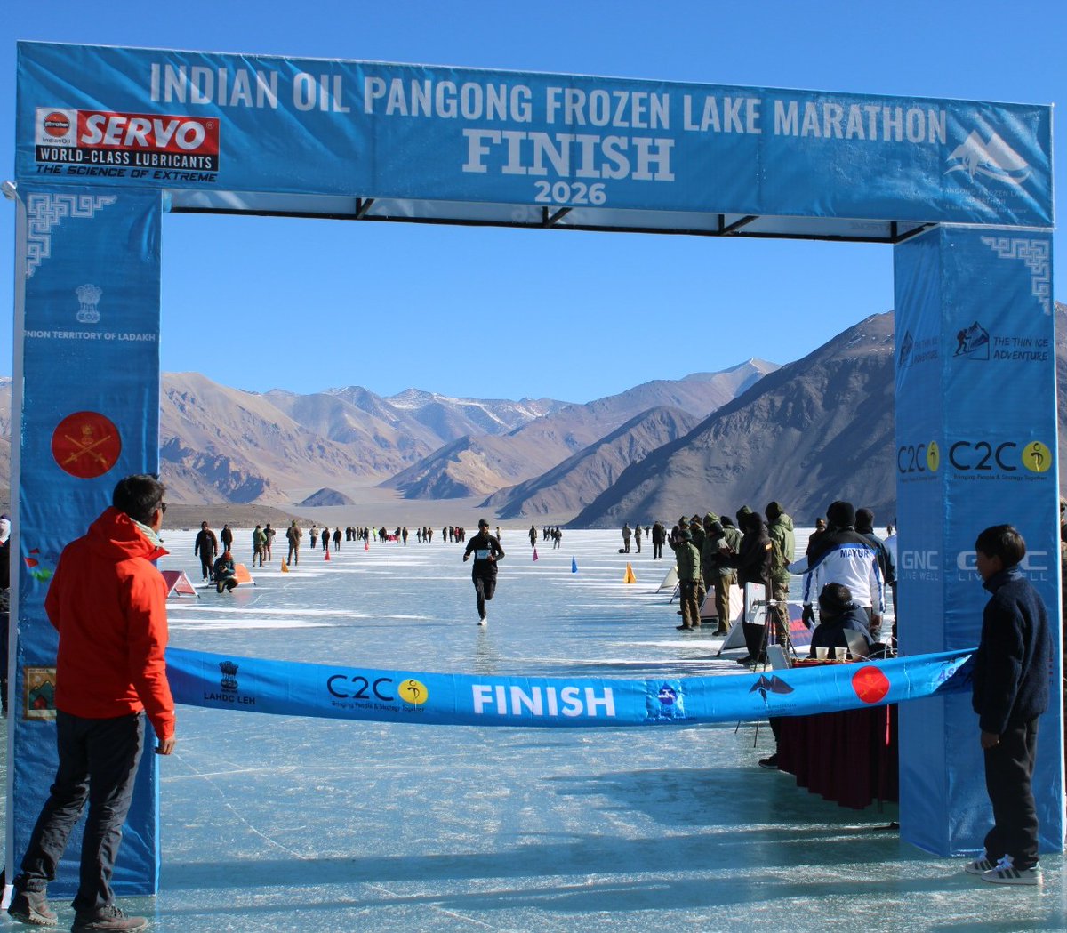 13Bnndrf's tweet photo. Proud to share that the 13th Battalion NDRF Rescuers have been deployed at Pangong Lake to ensure safety and swift response during the Pangong Frozen Lake Marathon 2026 — Asia’s first and the world’s highest frozen lake marathon. 🇮🇳
As part of their rescue duties, the team stands fully prepared to handle any unforeseen eventualities, ensuring a safe and successful event for all participants. Their dedication and commitment to saving lives truly exemplify service above self.
@NDRFHQ
@ndmaindia
@official_dgar
@ANI