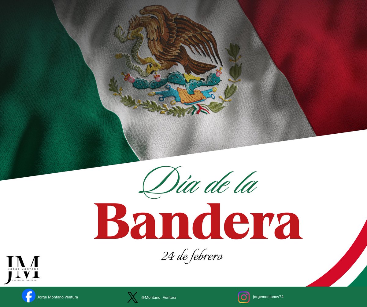 #24DeFebrero

🇲🇽 Con orgullo honramos la bandera, símbolo supremo de nuestra identidad, unidad y soberanía. 

Sus colores reflejan la historia y el corazón de cada mexicano. 💚🤍❤️

#DíaDeLaBandera #SímboloPatrio #OrgulloMexicano