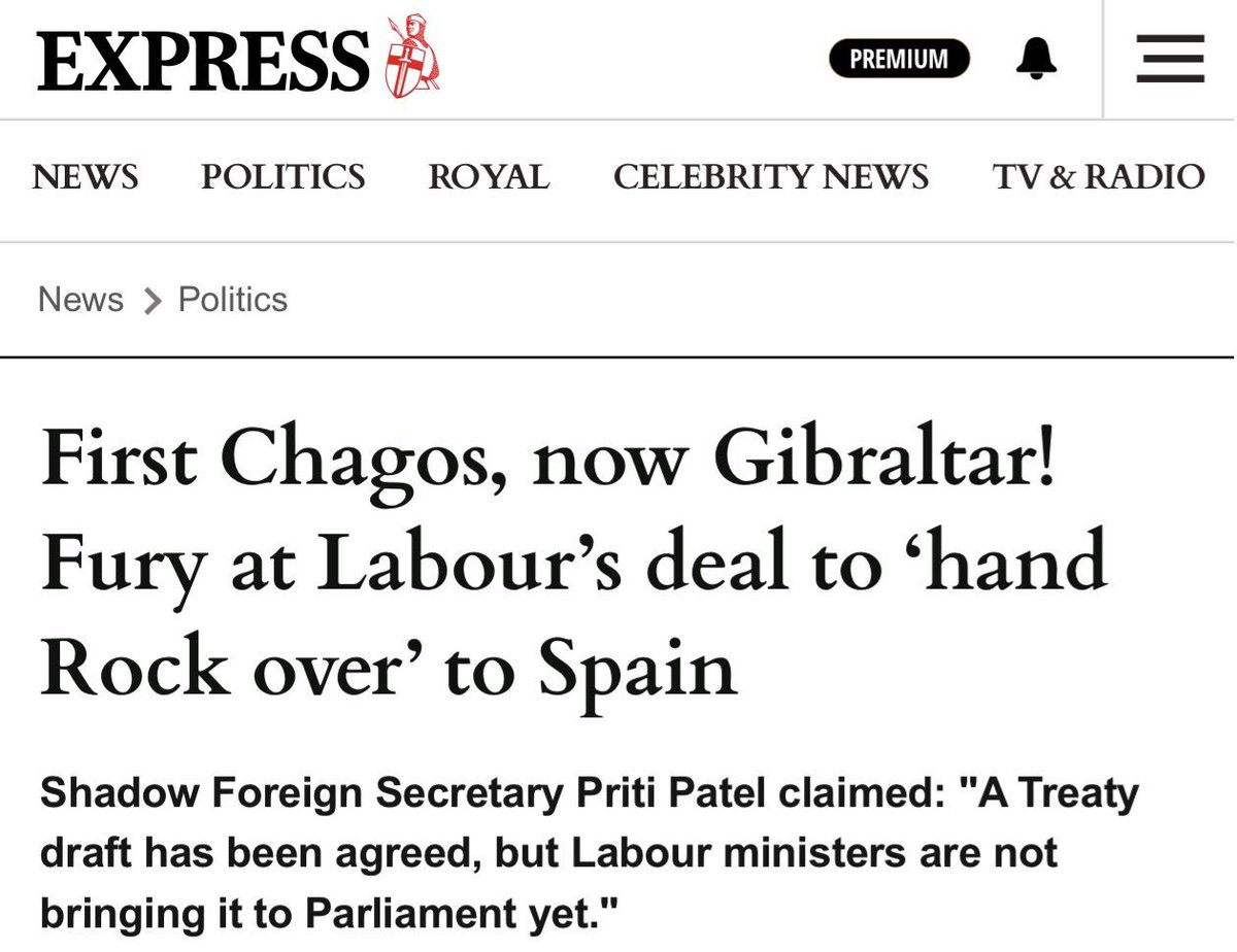 🚨BREAKING: LABOUR HAVE AGREED TREATY DRAFT TO HAND OVER GIBRALTER TO SPAIN

Keir Starmer is a traitor to this country

He will hand over every piece of land we have if he could

He will stop at nothing to destroy everything

HE MUST BE STOPPED

[<a href="/Daily_Express/">Daily Express</a> ]
