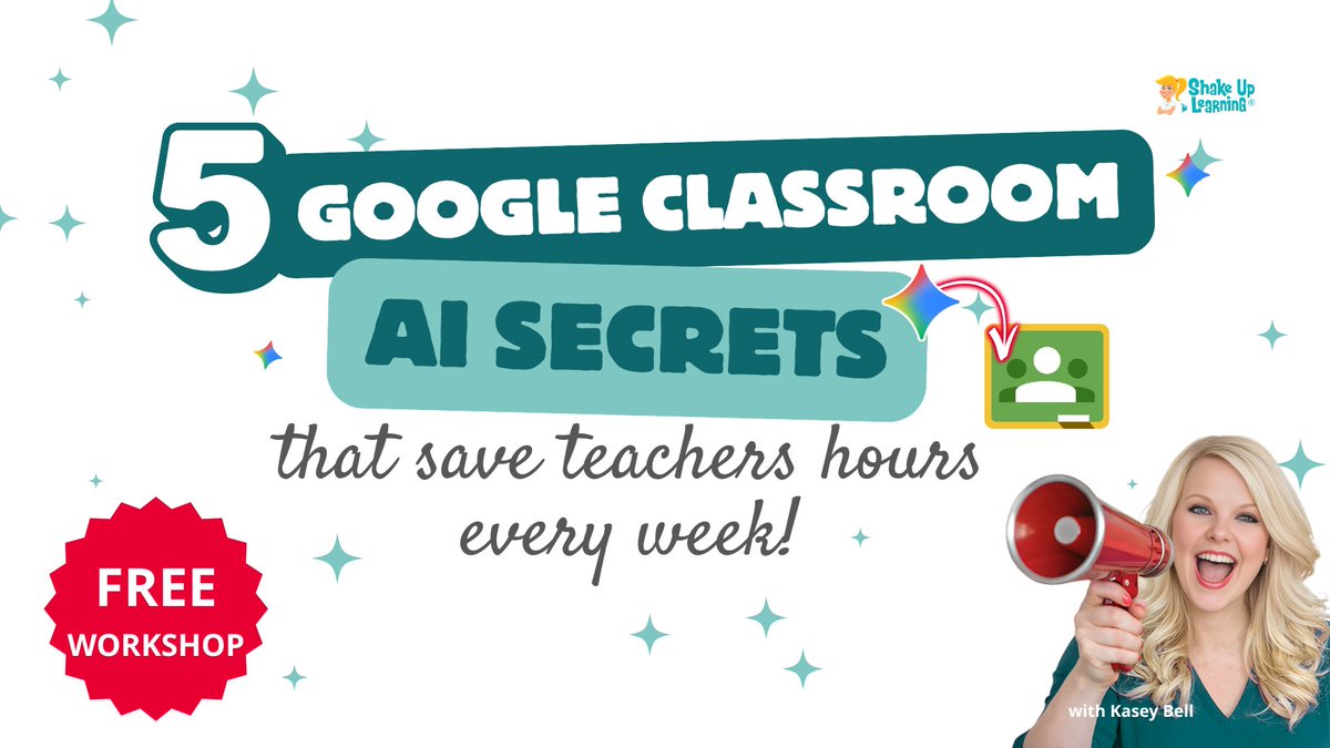 ShakeUpLearning's tweet photo. 🤯 FREE WORKSHOP:
➡️ 5 Google Classroom AI Secrets That Save Teachers HOURS Every Week!
https://t.co/j7ECMhMegY #edtech #edchat #aiineducation #teacherlife #googleclassroom #googleedu #TCEA #ISTE #FETC https://t.co/ikEK6FEhYh