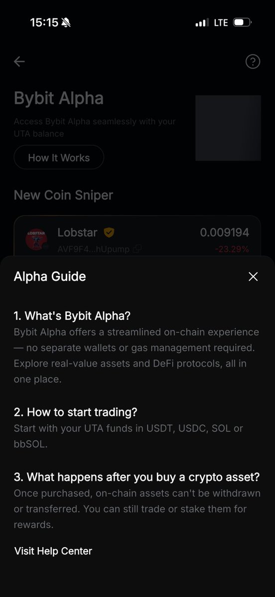 highchiefebuka's tweet photo. Let me be honest.

Trading early tokens directly on-chain is not for everybody.

Crypto OGs make it look easy.
But what they don’t show you is the chaos behind the scenes.

Setting up wallets.
Bridging assets.
Paying gas.
Signing transactions you barely understand.
Double-checking contract addresses.
Hoping you didn’t click a phishing link.

One wrong move and funds are gone.

That environment is powerful, yes. But it’s also fragile if you’re not extremely careful.

That’s why Bybit Alpha caught my attention.

Alpha gives you access to vetted on-chain tokens directly inside your Bybit account.

No external wallet.
No seed phrase exposure.
No bridges.
No manually interacting with random smart contracts.

Everything happens inside the exchange interface you’re already familiar with.

Let me be clear so nobody misunderstands this.

This doesn’t remove market volatility.

If a token dumps, it dumps.

What it removes is a lot of the operational and security complexity that comes with navigating DeFi directly.

It’s a more controlled environment.

Cleaner.
More structured.
Easier to manage.

And for many people, that matters more than anything.

Getting started is simple.

Open the Bybit app.

From the homepage, click “More”.

Go to the Trade section.
Select “Alpha”.

Inside Alpha, you’ll see four main areas:

Home — where you discover newly listed and trending tokens.

Trade — where you buy and sell early-stage assets.

Farm — where you can add liquidity and earn ecosystem rewards.

Assets — where you track your tokens, farming positions, and overall portfolio value.

Everything is organized in one dashboard.

The goal of Alpha is simple.
Give you early on-chain access without forcing you to navigate the chaos of DeFi manually.

If you’ve been curious about early token opportunities but didn’t want to deal with the technical risks and confusion, this is worth exploring.

If this makes sense for how you prefer to trade, here’s where to start.

Sign up on Bybit with the link below and get started with Alpha👇🏼:

https://t.co/7p96k421kE

Claim up to $5,100 in welcome bonuses when you sign up and complete the required actions.