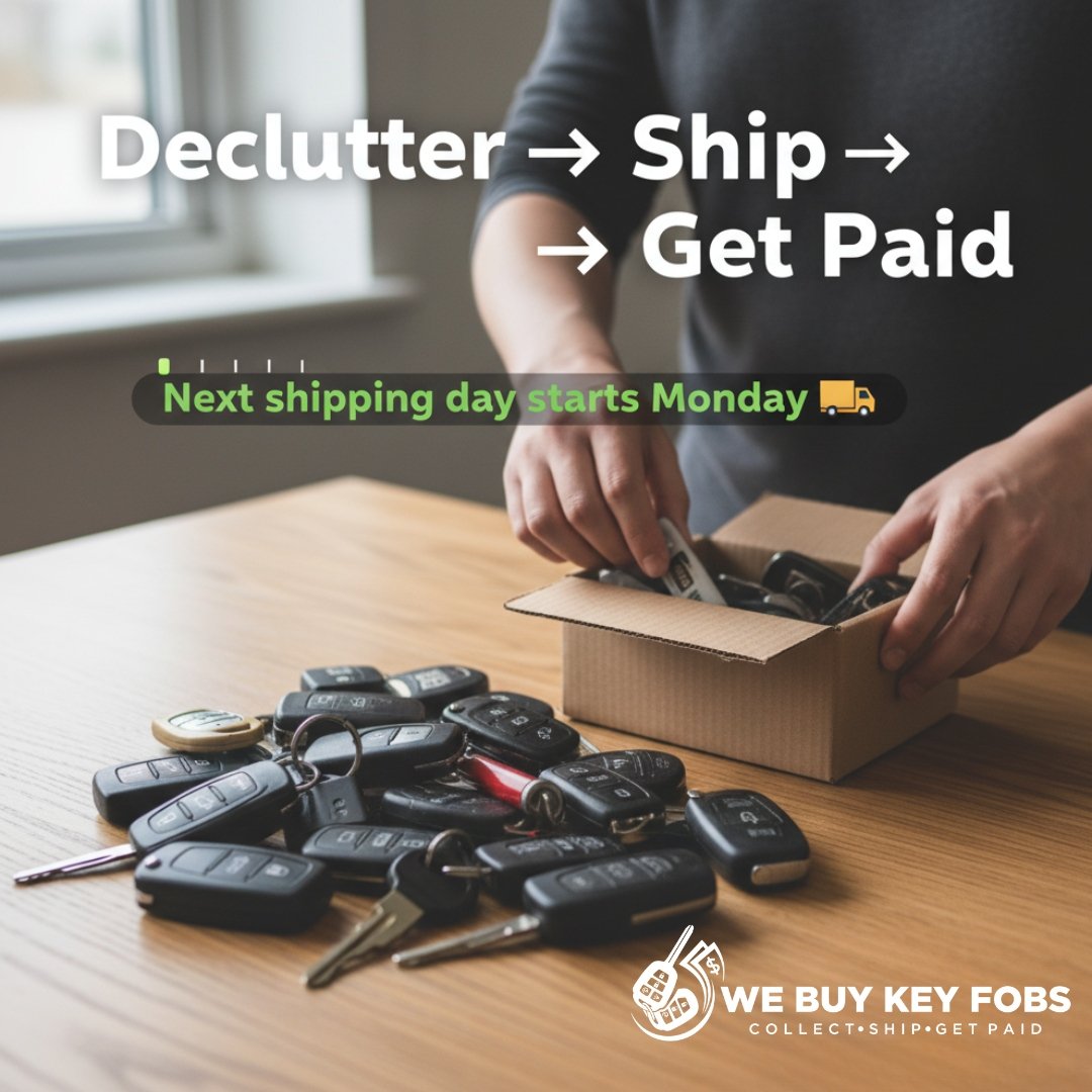 webuykeyfobs's tweet image. Sort &amp;amp; Sell Challenge 🧹 Gather your old remotes, request a label, ship. Start fresh, link in comments. #DeclutterDay #SellNow #WeBuyKeyFobs