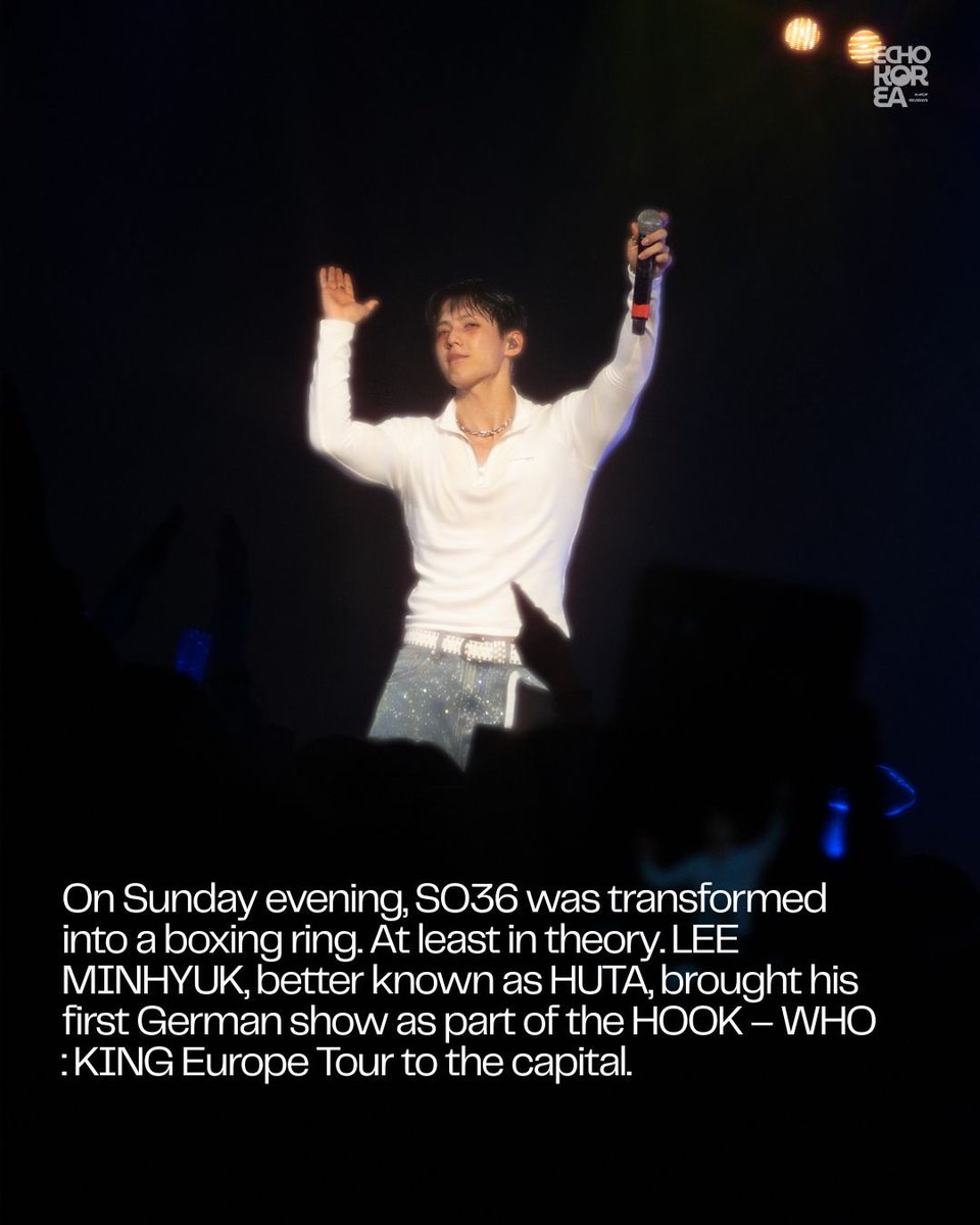 echokorea_de's tweet photo. Sunday evening in Berlin and SO36 was dancing!
HUTA (Lee Minhyuk) celebrated his first show in Germany with 90 minutes of rap, vocals and lots of interaction with the audience. 
More impressions here: 

https://t.co/E4xnR1boQA 

#HOOK #WHO_KING #HUTA #HUTAinEurope #HUTAZONE https://t.co/QN6JfojiNG