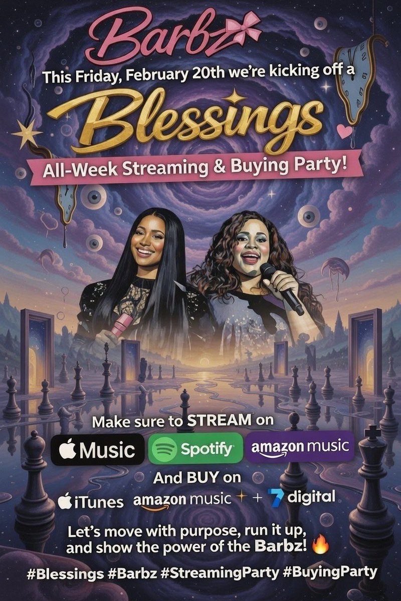 PrettyHustlerzz's tweet image. Good Morning All #BarbzXMaga Join Our Streaming Party For #PinkFridayRomanReloaded  X #Blessings X #PF2 X #SoloNicki
🎧: linktr.ee/pfromanreloade…
🎧: linktr.ee/blessingsnicki…
