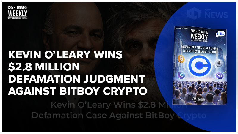 PlatinumCrypto's tweet photo. Kevin O’Leary Wins $2.8 Million Defamation Judgment Against BitBoy Crypto

Featured in this week's Cryptonaire Weekly Magazine Latest Edition 414: https://t.co/eYokiXMWLu
@Crypto_Games @MayaPreferred_ @labgemtraders
#BitBoy #Crypto #Armstrong #CryptonaireWeekly
https://t.co/eYokiXMWLu